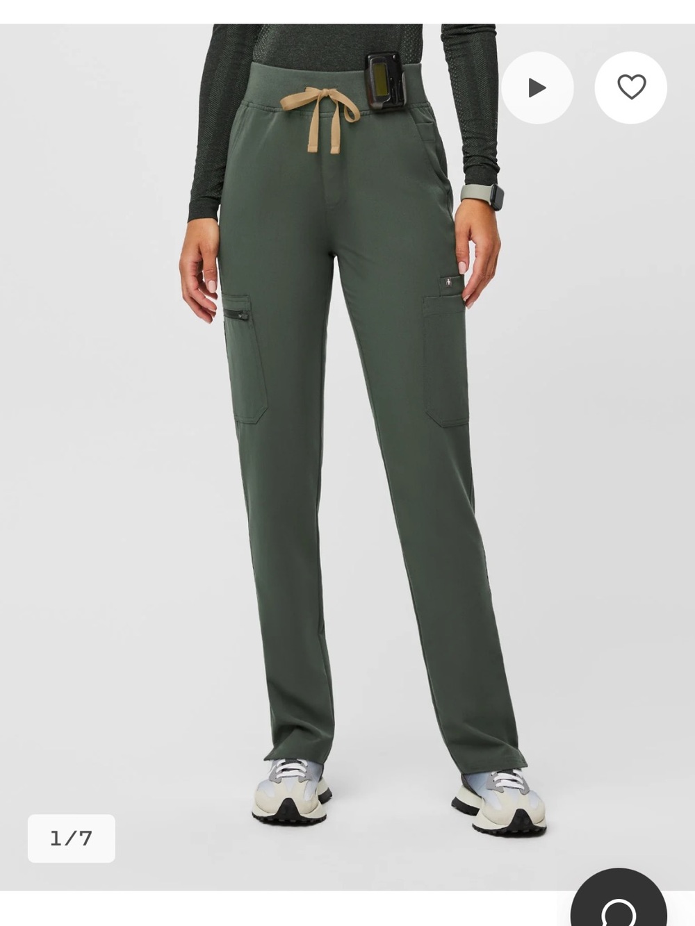 Women’s Figs Yola High Rise Slim Scrub Pant in Moss size Large